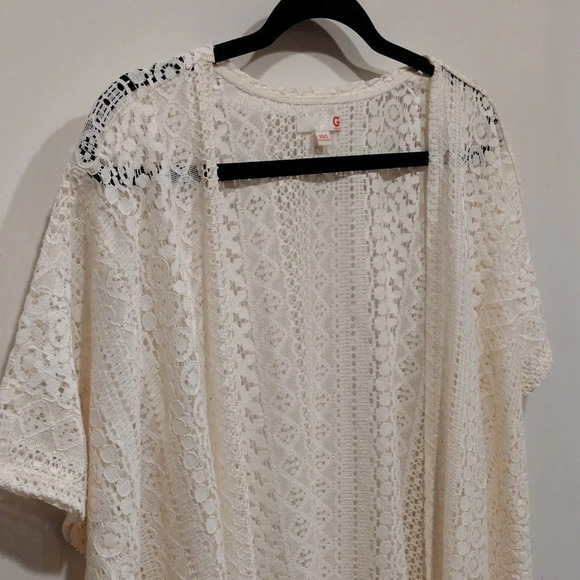G by Guess Ivory Lace Anita Fringe Kimono Cardigan Sz XS/S-Boho Hippie Romantic - Picture 3 of 7